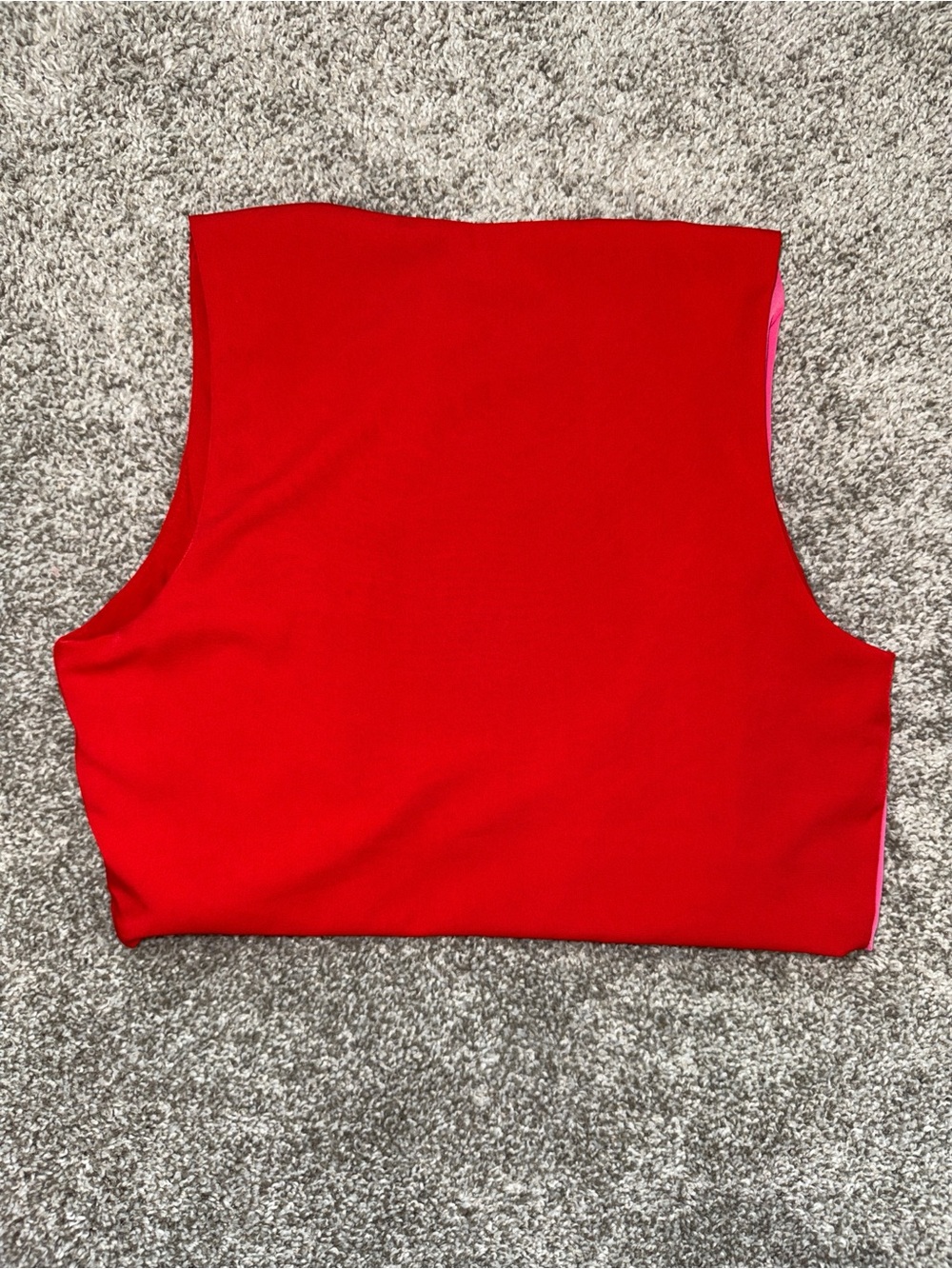 Blue Blush Red Pink Colorblock Tie Front Convertible Crop Top- Size Women Small - Picture 2 of 5